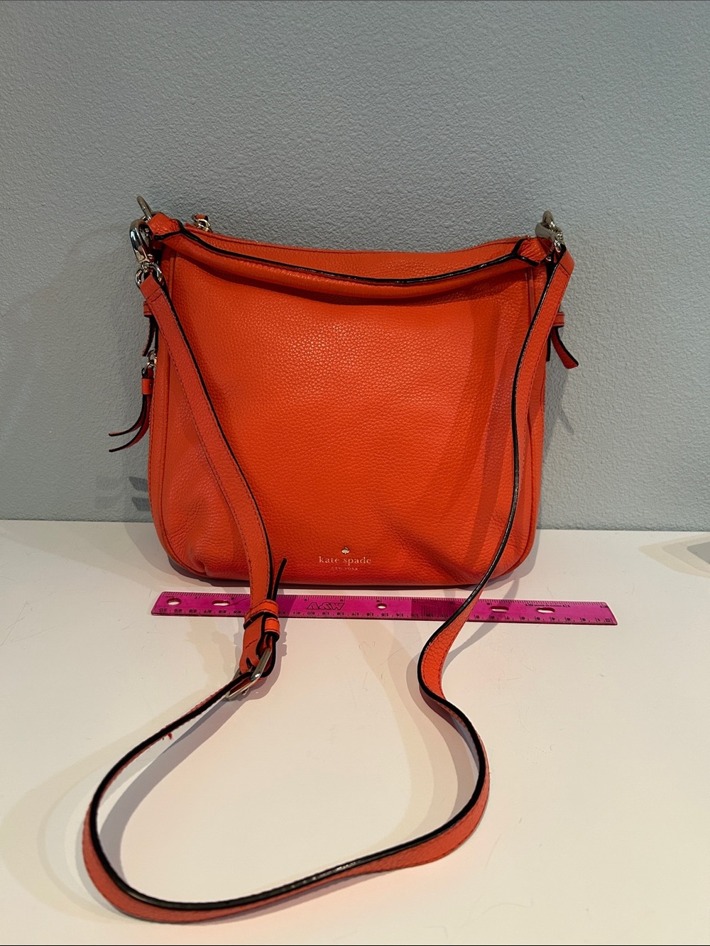 kate spade Coral Orange Pebbled Leather Crossbody Bag*